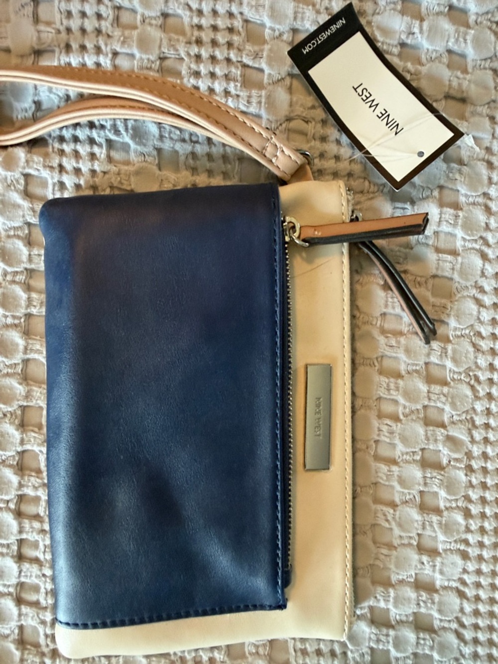 Nine West Navy and Cream Wristlet